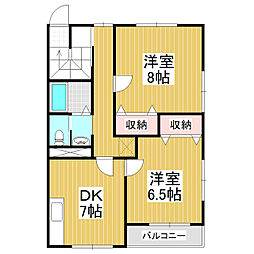 オオツキアパート 2DKの間取図画像
