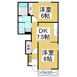 カメリアコート 2DKの間取図画像