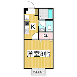 シュヴァルベ北松本 1Kの間取図画像
