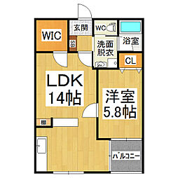 メゾン・ラサーナ 1LDKの間取図画像
