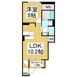 ヴィラ南浅間 1LDKの間取図画像