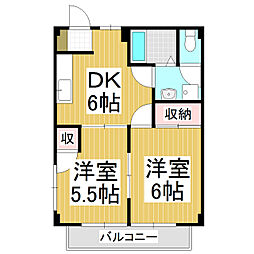 アメニティーあずみ野A 2DKの間取図画像