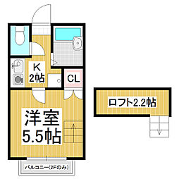 サニーヒル渚 1Kの間取図画像