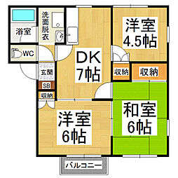 カンパーニュ寿A 3DKの間取図画像