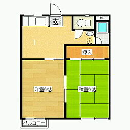 コーポたつみ 2DKの間取図画像