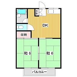 レジデンス筑摩 2DKの間取図画像