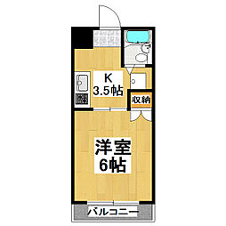 スカイコート旭 1Kの間取図画像