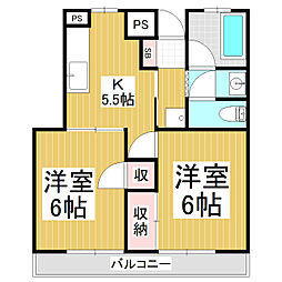 荒川ハイツ 2Kの間取図画像