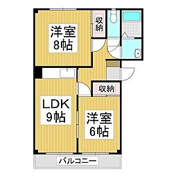 コーポかめや 2LDKの間取図画像