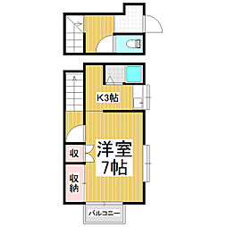 サンフレンド 1Kの間取図画像