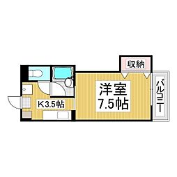 レジデンススミオ 1Kの間取図画像