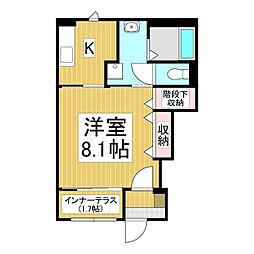 リバーベース 1Kの間取図画像