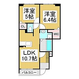 プラッツ・ルーエ 2LDKの間取図画像
