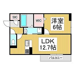 GRAND D-ROOM里山辺 1LDKの間取図画像