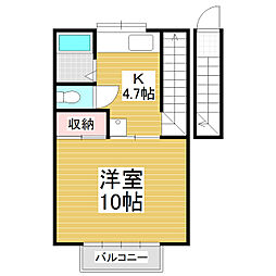 アンサンブル榑木B 1Kの間取図画像