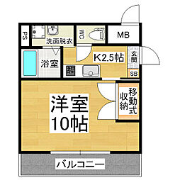 グランデール中町 1Kの間取図画像