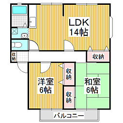 サンビレッジ明盛C 2LDKの間取図画像