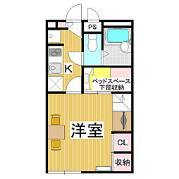 レオパレスコンセール 1Kの間取図画像