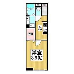 アーバンクレスト桐 1Kの間取図画像