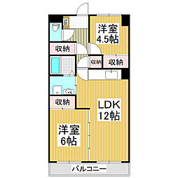 メゾン西中屋 2LDKの間取図画像