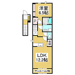 ソレアード2 1LDKの間取図画像