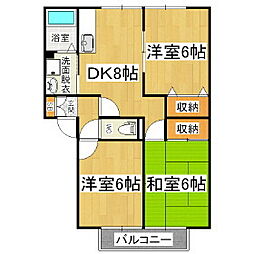 グリーンハイツ笹賀B 3DKの間取図画像