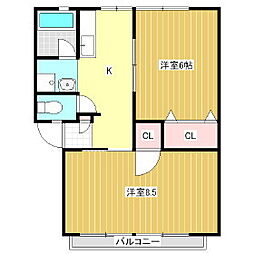 あかねハイツ 2DKの間取図画像