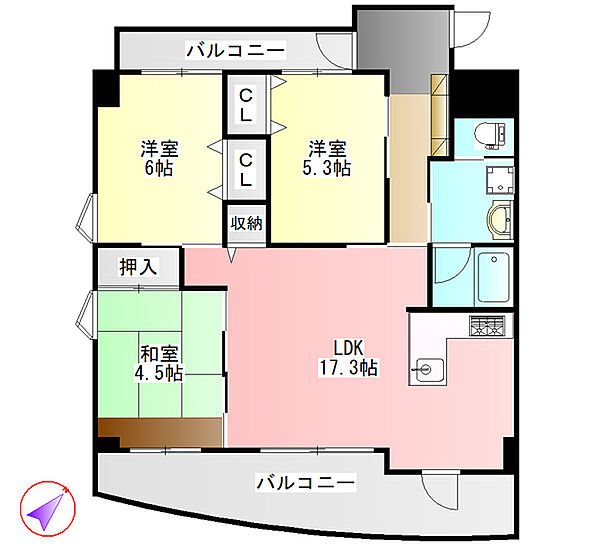 四季の里　秋棟 602｜岐阜県岐阜市川部１丁目(賃貸マンション3LDK・6階・80.00㎡)の写真 その2