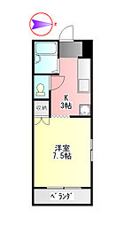 カサブランカ 1Kの間取図画像