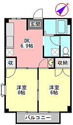 グリーンハイツC 2DKの間取図画像