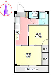 宮地アパート 2Kの間取図画像