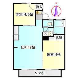 スカイハイツ高橋2 2LDKの間取図画像