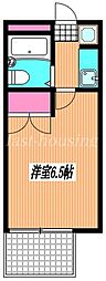 プリティア 1Kの間取図画像