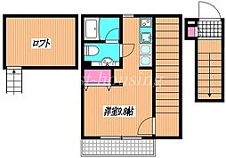 西武新宿線 東伏見駅 徒歩10分の賃貸アパート 2階1Kの間取り