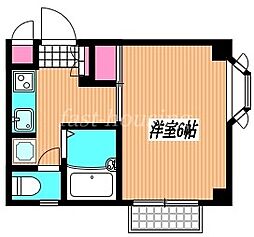 ヘリテージ 1Kの間取図画像