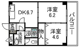 スターサファイア 2DKの間取図画像