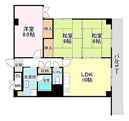 草津ロイヤルプラザ 3LDKの間取図画像