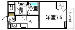 ルピエ栗東 1Kの間取図画像