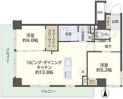 ロイヤルステージ海老名3 2LDKの間取図画像