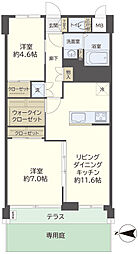 成城アンバサダー 2LDKの間取図画像