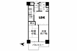 エクセレントプラザ湯河原三番館 2LDKの間取図画像