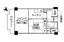 湯河原サニーハイツ 1LDKの間取図画像