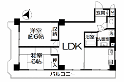 サニーパレス湯河原 2LDKの間取図画像
