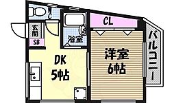 エクセランス台町 1DKの間取図画像