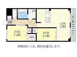 インペリアル南大高 2階2LDKの間取り