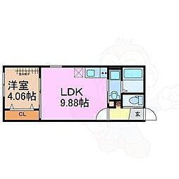 ルボア神沢 3階1LDKの間取り