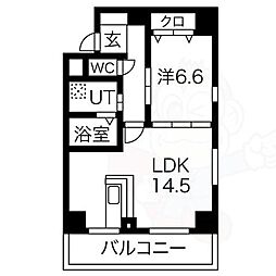 サン・東山公園ウエスト 1LDKの間取図画像