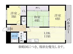 本山ヒルサイドヴィラ 2LDKの間取図画像