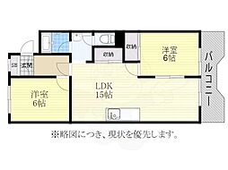 レジデンス萩 2LDKの間取図画像