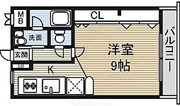 ミラシオン古渡 2階ワンルームの間取り